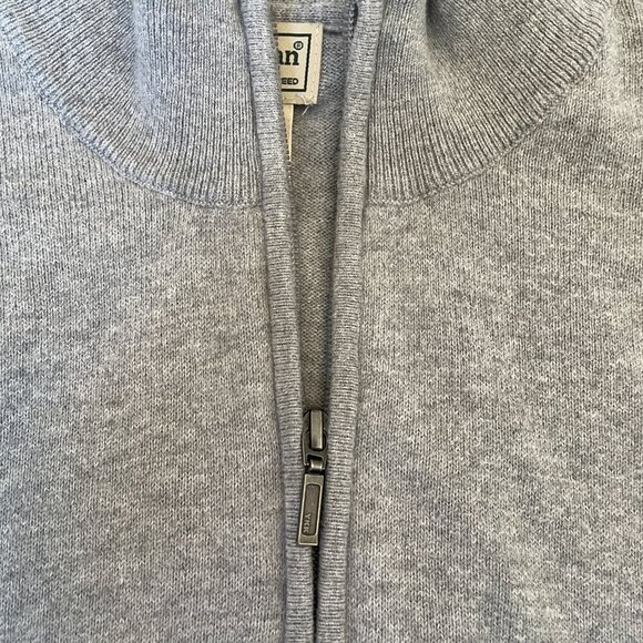 L.L. Bean Men's Cotton/Cashmere Blend Sweater 1/4 Zip Pullover in Grey, Size L - Picture 5 of 5